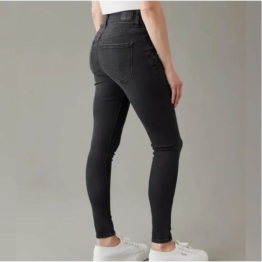 American Eagle Black Distressed Stretch Hi-Rise Jegging Women's Size 2